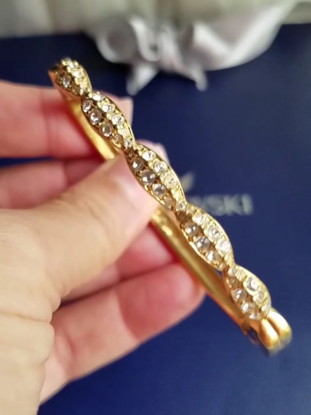 AUTHENTIC Swarovski 18k Gold Plated Bangle Bracelet Vintage